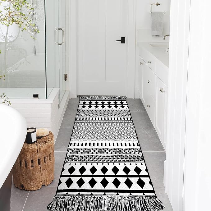 IOHOUZE Kitchen Hallway Runner Rug -2'x6' Boho Black White Entryway Runner Rugs - Image 6