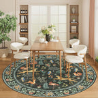 DUKINO 6ft Round Rug for Bedroom, Animal Print Washable Circle Rug - Image 4