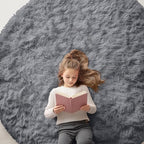 OLANLY Grey Round Rugs for Bedroom by OLANLY