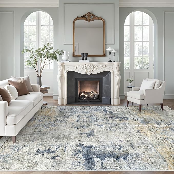 Soalmost Abstract Rug 8x10 Large Living Room Rugs Neutral Modern Washable Area by Soalmost