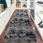 3x10ft Plush High Pile Black Tie-Dyed Rug Fluffy Soft Runner Bedside Rug - Image 4