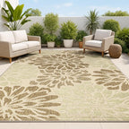 JONATHAN Y Floral Textured Weave Indoor Outdoor Area Rug 3X5 Sage/Brown by JONATHANY