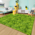 Tie Dyed Grass Green Shag Rug 5x8, Soft Plush Green Fluffy Rug Large Fuzzy Area - Image 2