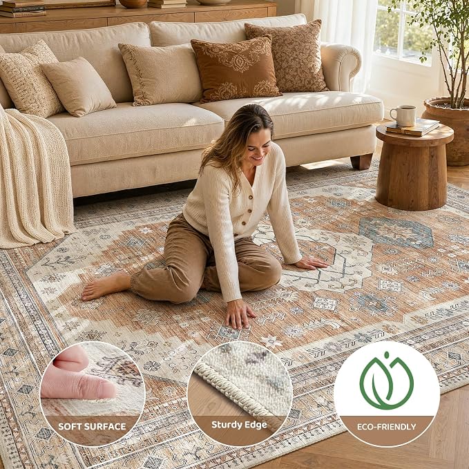 10x14 Washable Area Rug, Large Rugs - Image 2