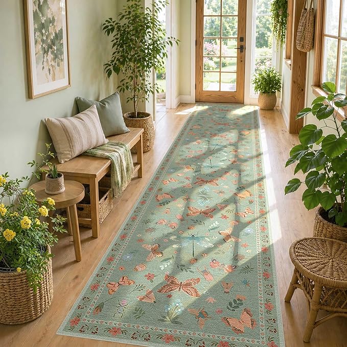 Rugxara 2x10 Floral Runner Rug, Washable Runners by Rugxara