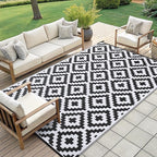 Smiry Waterproof Outdoor Rug 9x12 ft, Reversible Plastic Straw Patio Camping - Image 7