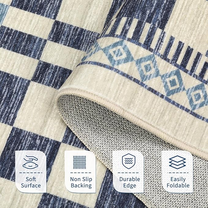 GarveeHome 10x13 Area Rug for Living Room Modern Abstract Checkered Carpets - Image 4