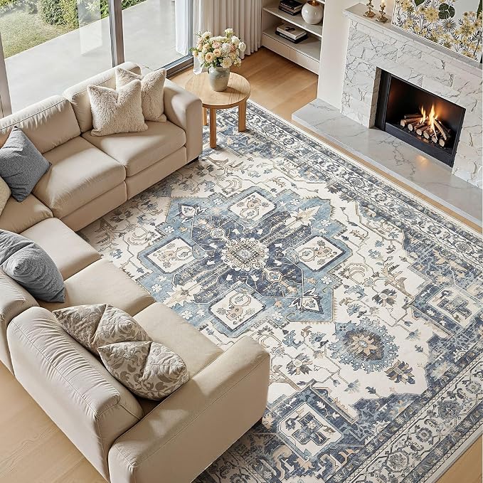 6x9 Washable Area Rugs for Living Room, Large Rug Non Slip Backing Vintage - Image 8