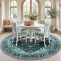 RELEANY Area Rugs Round 7ft Washable Non-Slip, Floral Vintage Distress by RELEANY