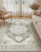 5x7 Vintage Area Rug: Washable Neutral Soft Non Slip Thin Large Floor Carpet by MICGEEK