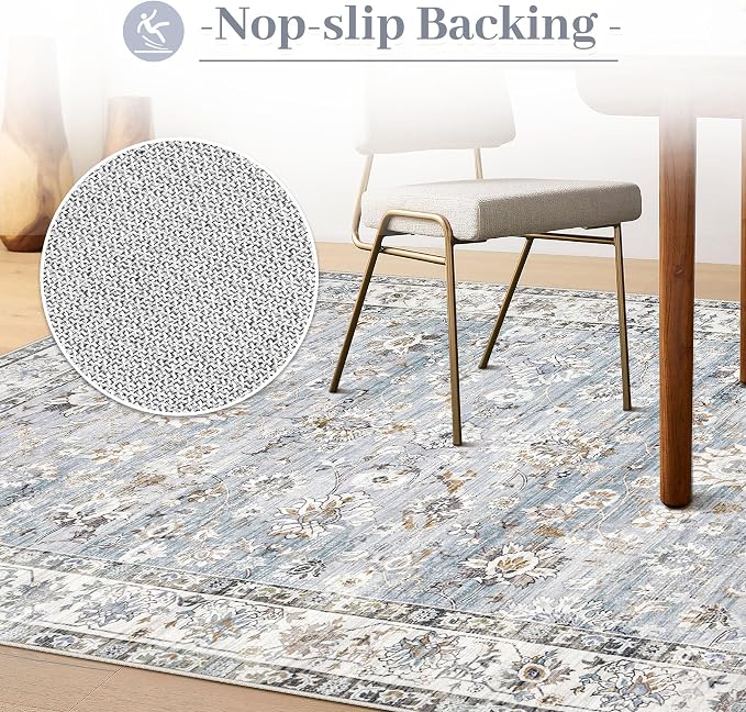 XLUEZ Area Rug 6x9 Living Room Rug, Machine Washable Vintage Distressed Boho - Image 7
