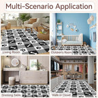 Area Rugs Paw Bone Plaid Modern Neutral Large Living Room Carpet Checkered Dog - Image 7