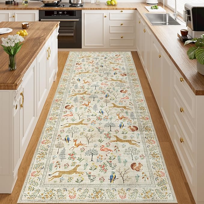 DUKINO 3x8 Washable Runner Rug, Low Pile Animal Print Non Slip Long Runner Rug - Image 6