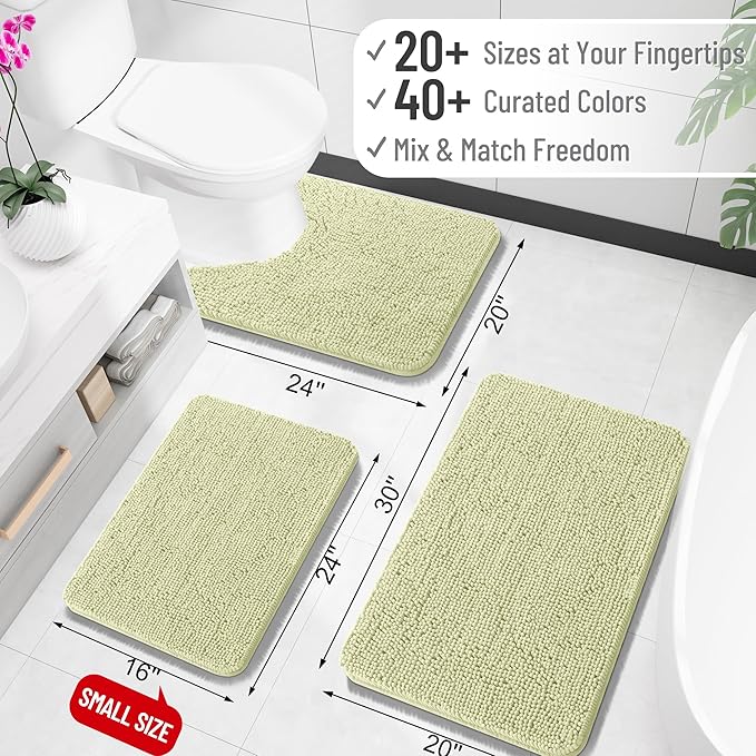 OLANLY Bathroom Runner Rugs 59x24, Soft Absorbent Chenille Bath Rugs, Rubber - Image 2