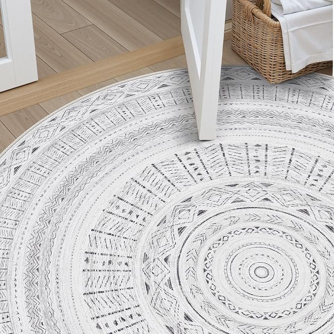 cotiled 5x5 Round Area Rugs Living Room Rug: Washable Boho Rugs - Image 6