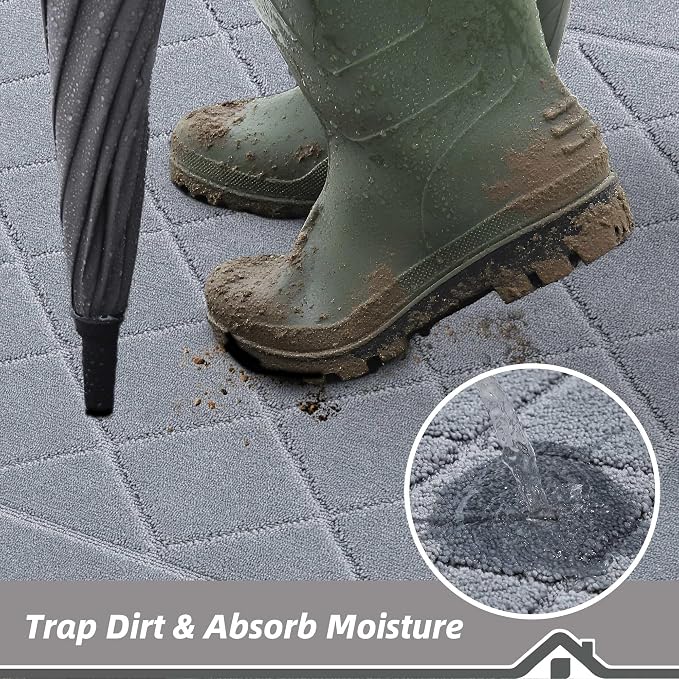 BEQHAUSE Dirt Trapper Door Mat 20" x 32", Doormat Non-Slip Entryway Rugs - Image 3