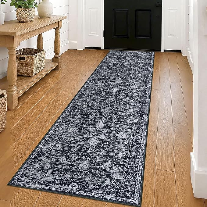 KILOCOCO Hallway Runner 2x8 Rug Runner Printed Vintage Floral Washable Kitchen by Kilococo
