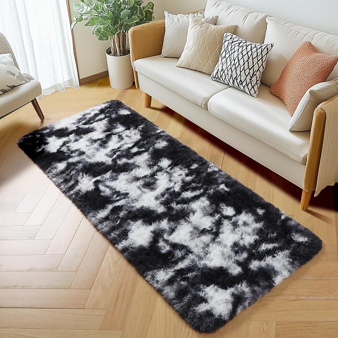 Amdrebio Black White Grey Runner Rugs 2x6 - Image 3