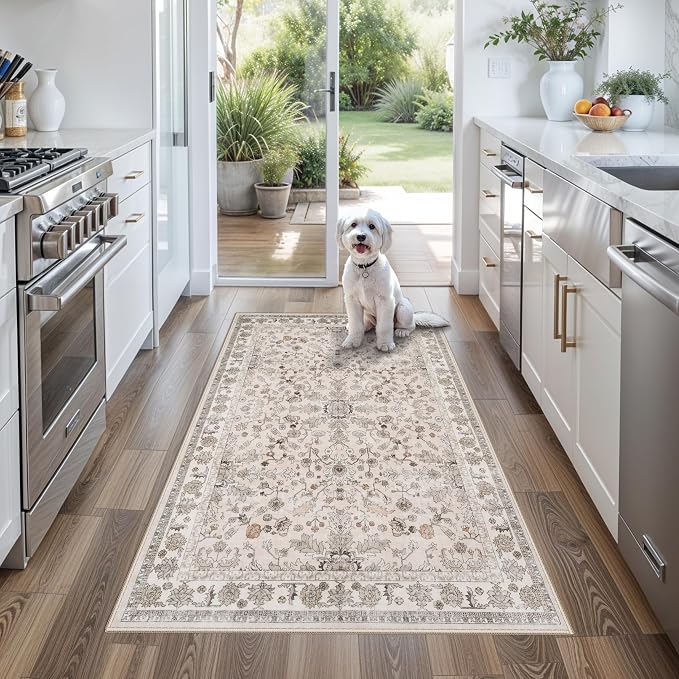 3x5 Kitchen Rug Washable Non-Slip, Soft Low-Pile Thin Door Mat by BYYVOORugsforYourHome