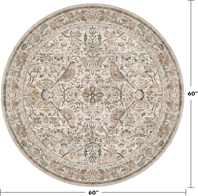 Washable 5ft Area Round Rug for Living Room - Image 2