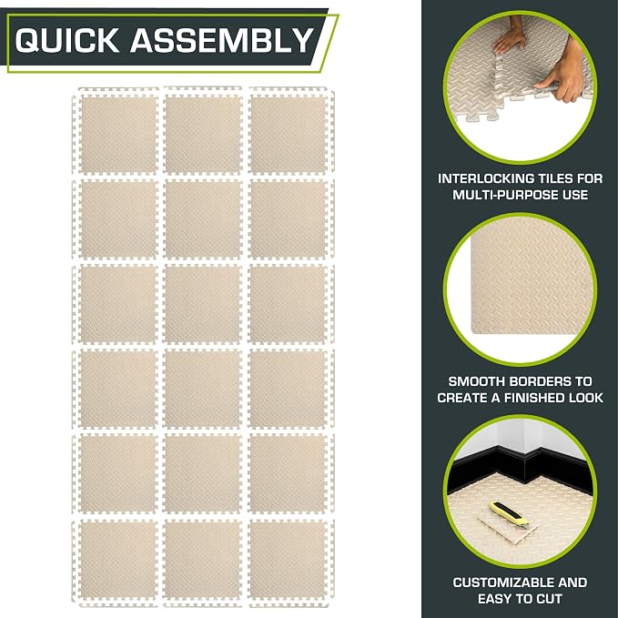 ProsourceFit Exercise Puzzle Mat 1/2-inch, EVA Interlocking Foam Floor Tiles - Image 5