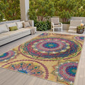 Arenarug Meditation Indoor Outdoor Rug 5x8 ft Mandala Pattern Rug Boho Style by ArenaRug