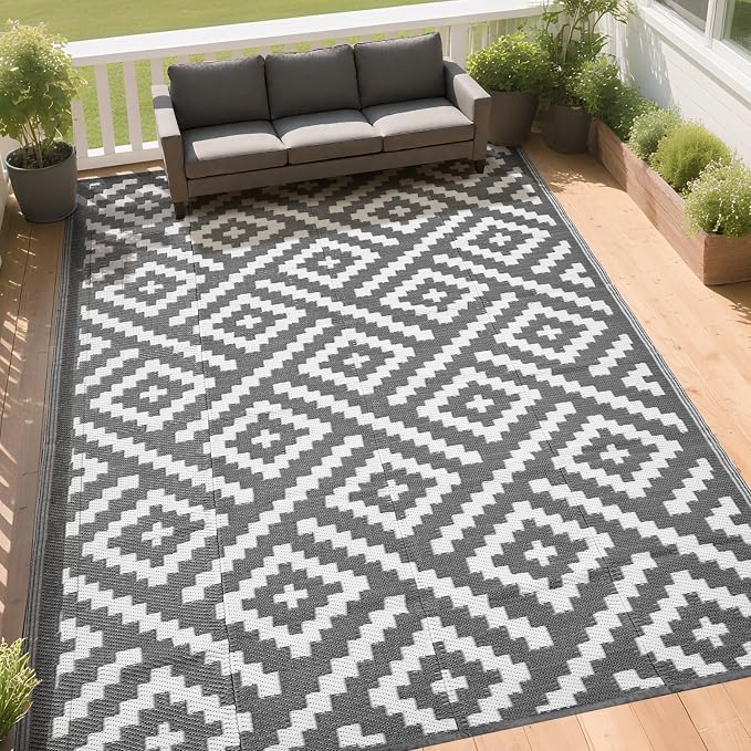 RURALITY Outdoor Rugs 5x8 Feet for Patios Clearance, Plastic Straw Waterproof - Image 3