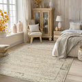 BILEEHOME Modern Farmhouse Area Rug 5 x7 Washable Floral Earth Tone Neutral by BILEEHOME