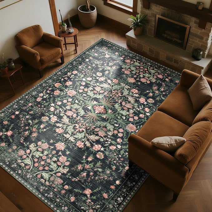 Washable Rugs 8x10 Area Rugs for Living Room, Ultra Soft Faux Wool Retro Carpets - Image 7