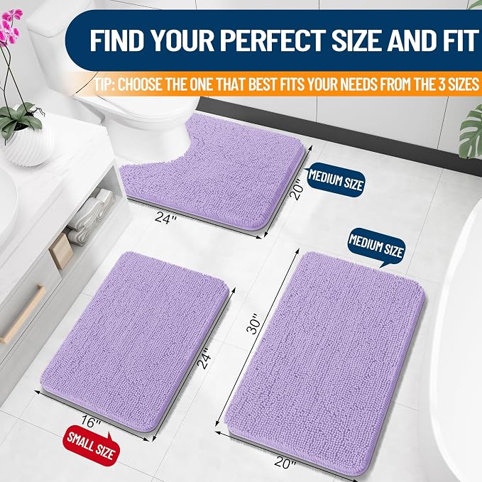 OLANLY Small Bathroom Rugs 24x16, Extra Soft Absorbent Chenille Bath Rugs - Image 2