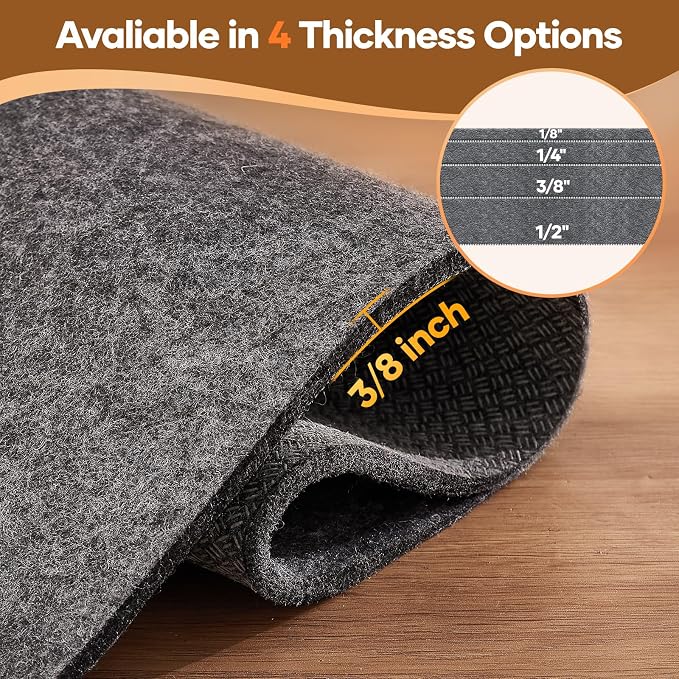 Veken Non Slip Cushioned Rug Pad Gripper 8 x 10 Ft, Felt and Silicone Backing - Image 4