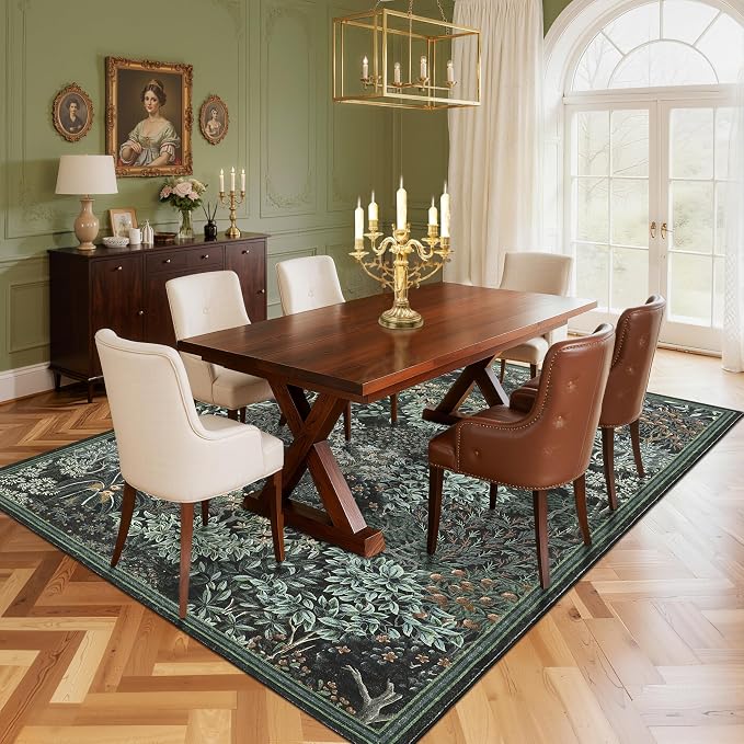GarveeHome Forest Rugs 5x7, Botanical Low Pile Non Slip Stain Resistance - Image 3