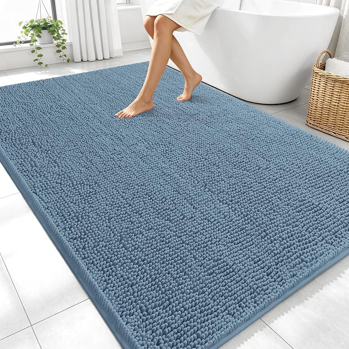 OLANLY Large Bathroom Rugs 70x46, Extra Soft Absorbent Chenille Bath Rugs by OLANLY