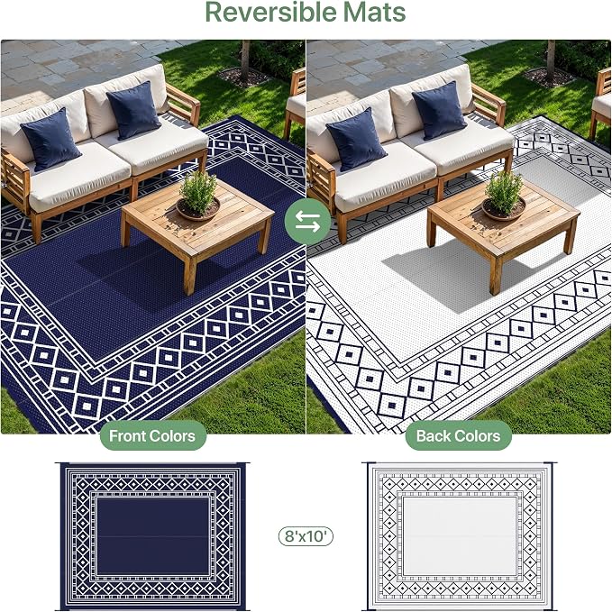 GENIMO Outdoor Rug Waterproof for Patio Decor, Outside Area Mat for Rv - Image 4