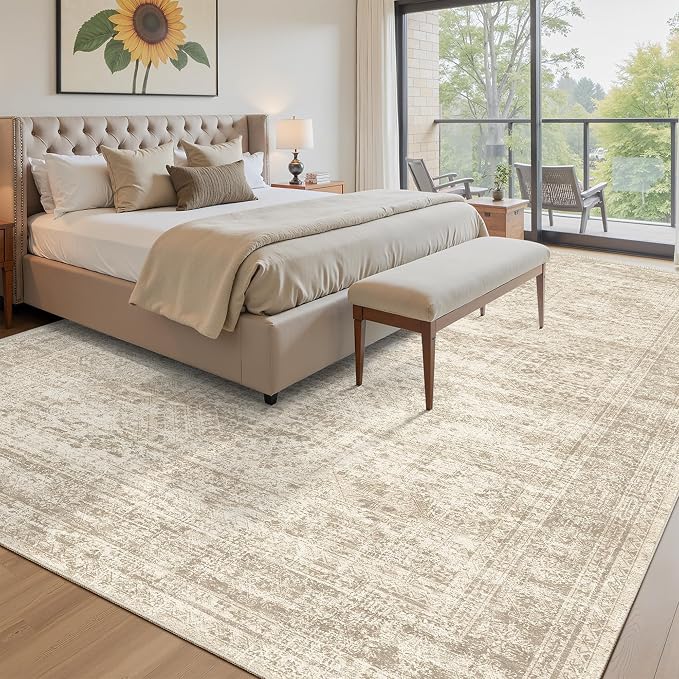 Soalmost Area Rug 10x12 Vintage Washable Living Room Large Carpet Non Slip - Image 9