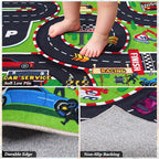 Kids Play Rug 4x5 Ft, Non-Slip Race Track Car Rug Play Mat, Washable Soft Road - Image 7