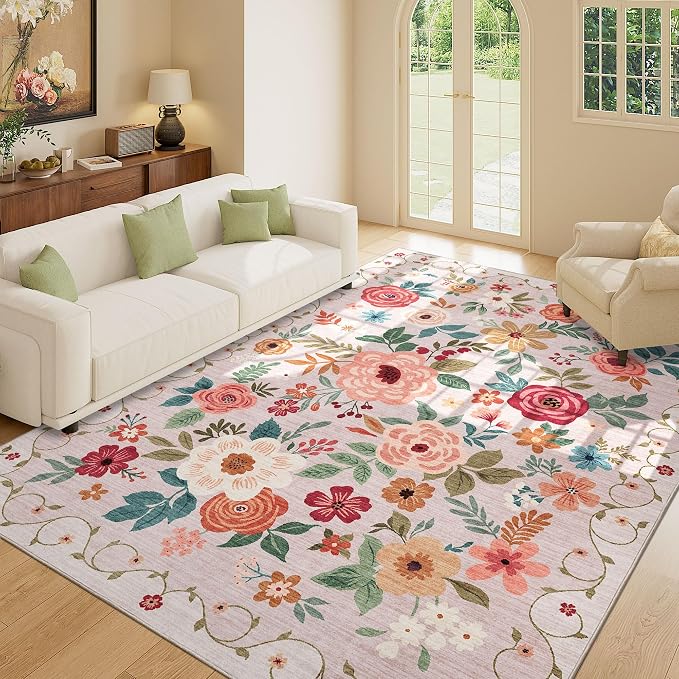 DUKINO 8x10 Area Rug, Floral Rugs - Image 9