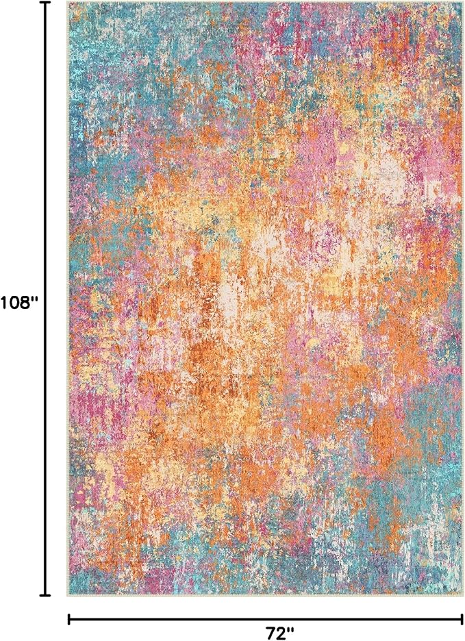 RELEANY Washable Area Rugs 6'x9' Non-Slip Modern Abstract Soft - Image 2