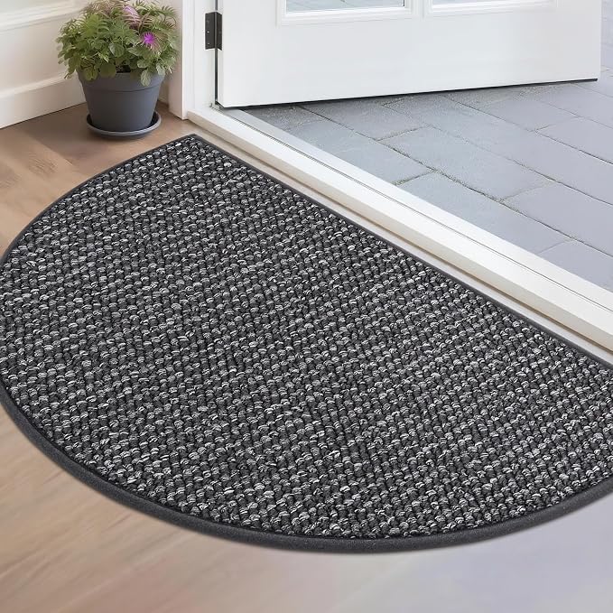 BEQHAUSE Dirt Trapper Door Mat 17" x 30" Half Circle Non-Slip Washable Doormats by BEQHAUSE
