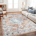 CHAMPLANT 4x6 Washable Vintage Area Rug Tangerine Traditional Floor Cover by CHAMPLANT