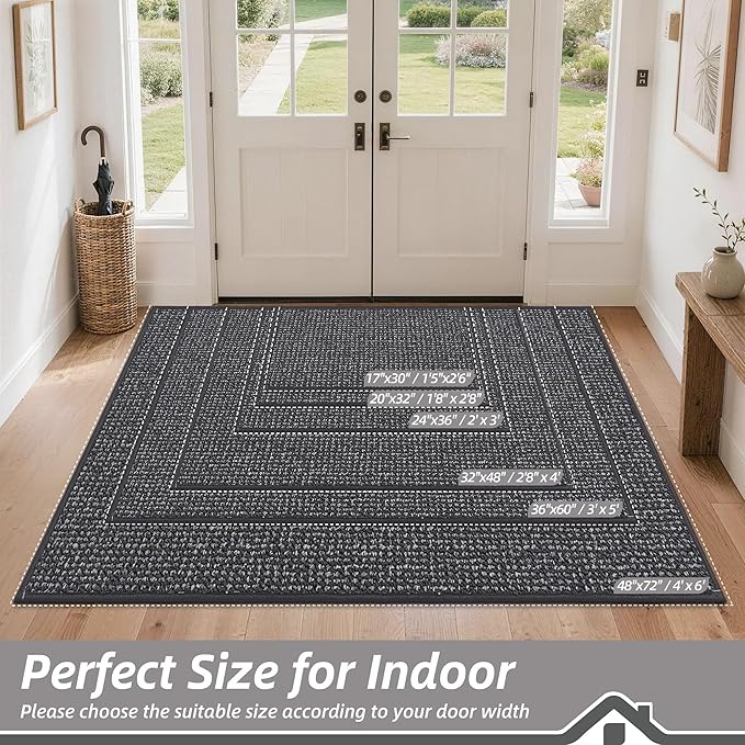 BEQHAUSE Dirt Trapper Door Mat 32" x 48", Non-Slip Washable Doormats Entrance - Image 2