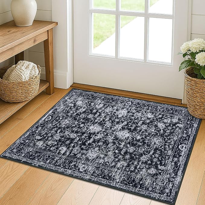 KILOCOCO Small Area Rug 2x3 Entryway Rugs Printed Vintage Moroccan Floral by Kilococo