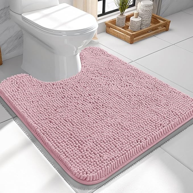 OLANLY Toilet Rugs U-Shaped 24x24, Extra Soft Absorbent Chenille Contour by OLANLY