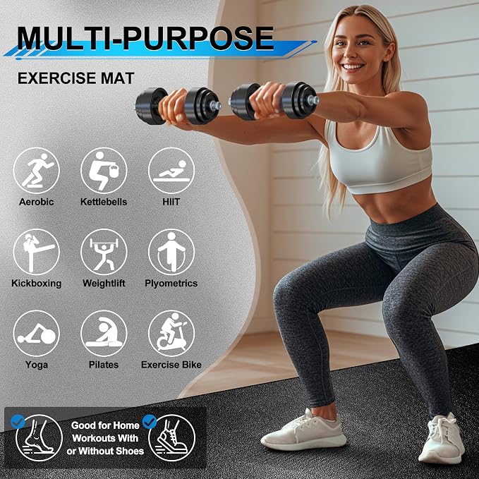 BesWin Large Exercise Mat 8' x 4', Extra Thick Workout Mats - Image 3