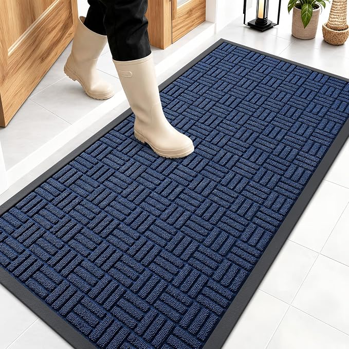 OLANLY Front Door Mat Outside Entrance 47x23, Heavy Duty Sturdy Natural Rubber by OLANLY