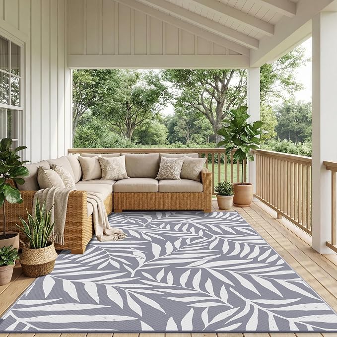 Smiry Outdoor Rug 9x12 ft, Waterproof Reversible Plastic Straw Rugs, Outdoor - Image 6
