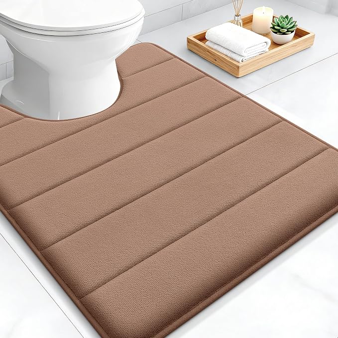 OLANLY Memory Foam Toilet Rugs U Shaped 24x20, Super Soft Absorbent Contour by OLANLY
