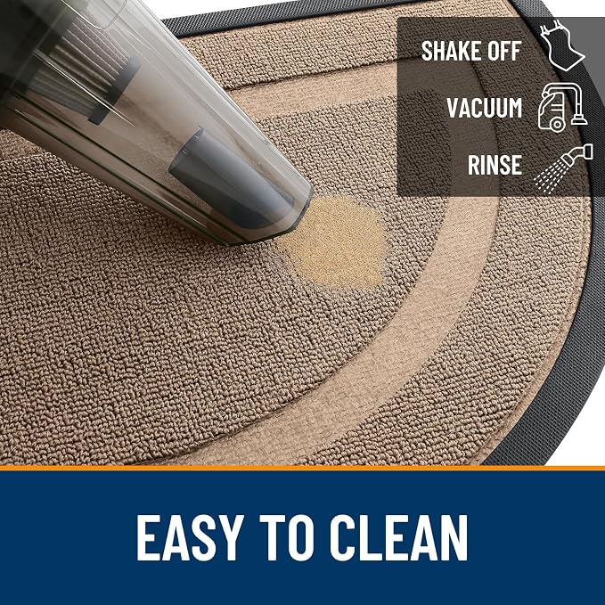 OLANLY Half Circle Door Mat Indoor Outdoor Entrance Welcome, Waterproof - Image 5