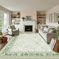 Sage Green Area Rugs 10x12 for Living Room Boho Washable Extra Large Floral by BILEEHOME