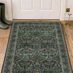 Farmhouse 3x4 Rug for Entryway Indoor, Non Slip Dark Green Washable Kitchen by Evyhood